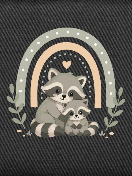 Waschbär Familie Boho Regenbogen