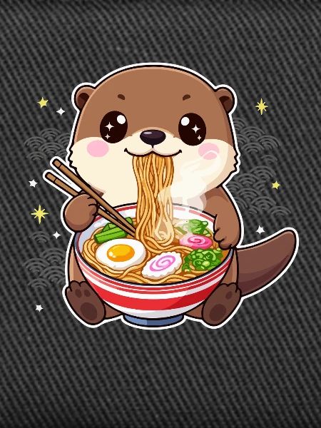 Kawaii Otter with Ramen