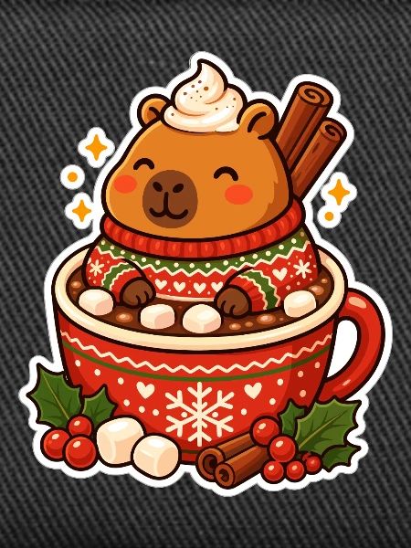 Capybara Weihnachten cozy Motiv