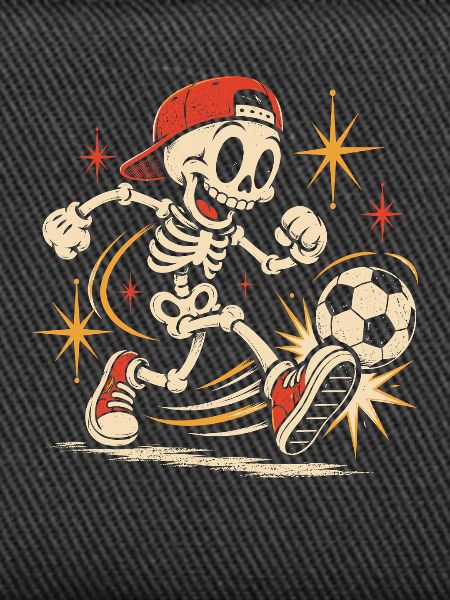 Retro-Skelett im Soccer-Action
