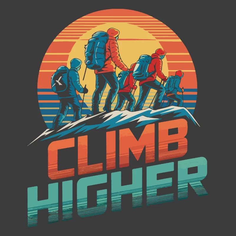 Erklimmen Sie höhere Retro-Wanderer