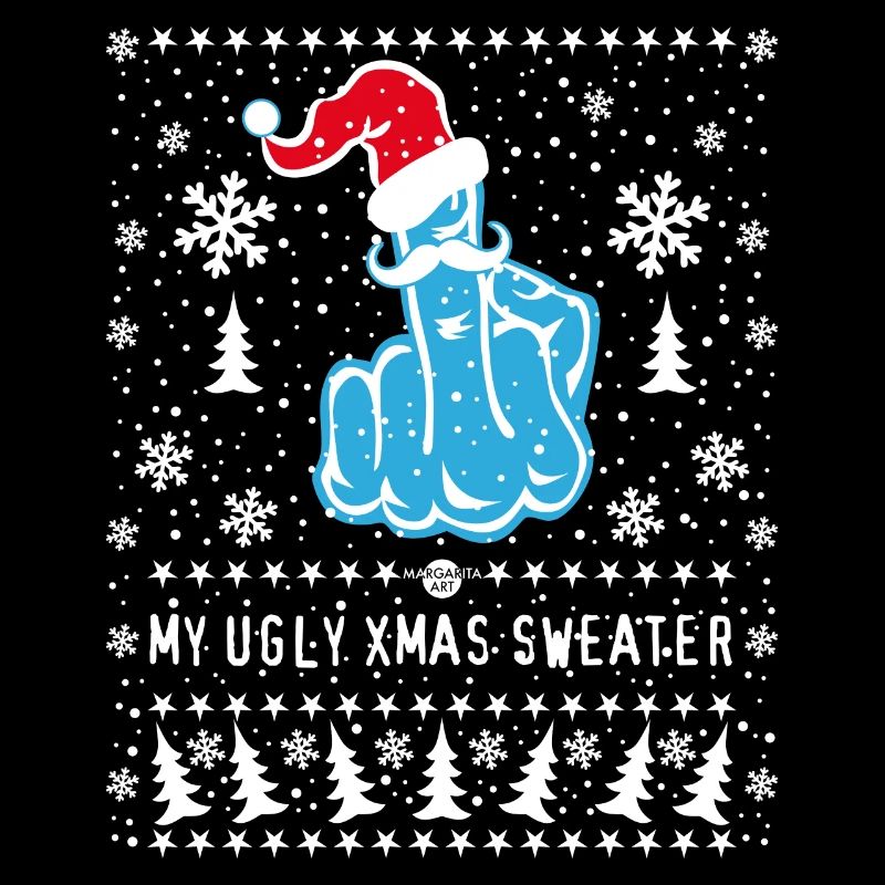 Mittelfinger mit Weihnachtsmütze Ugly Xmas Sweater