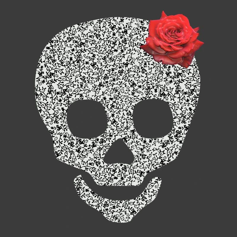 skull with rose