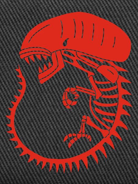 Red alien monster skeleton