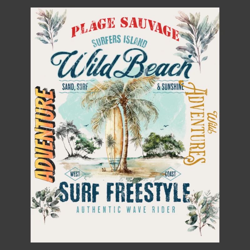 Wild Beach Surfing Authentic Design Atmosphere