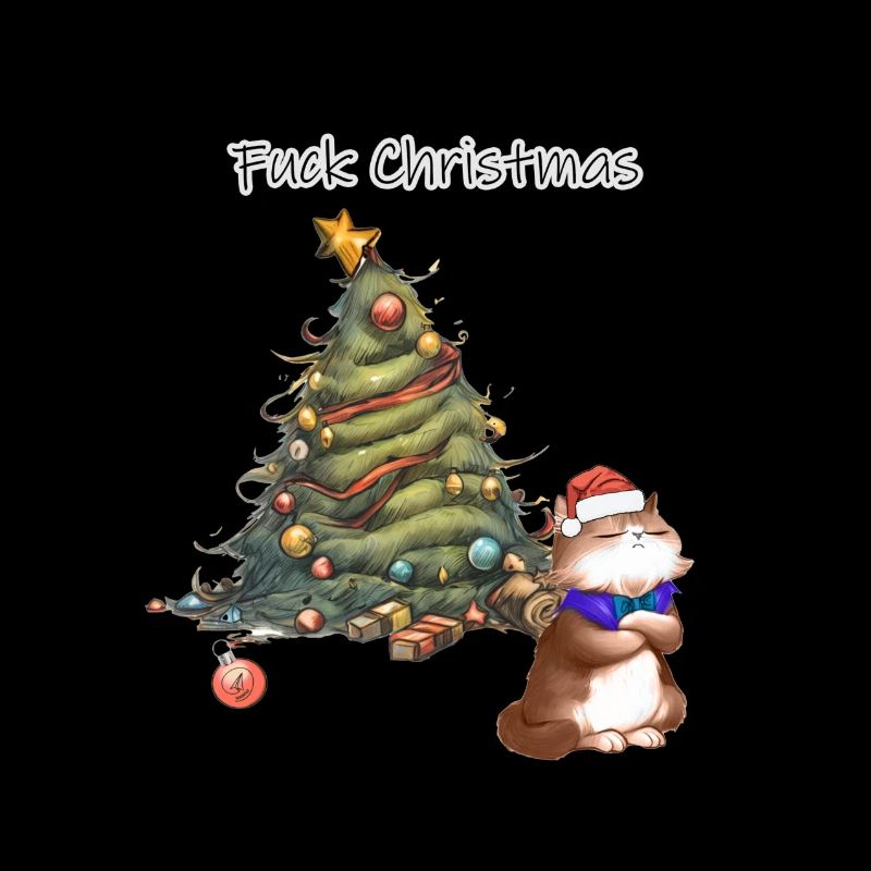Respektloser Weihnachtsbaum mit Weihnachtsmannkatze