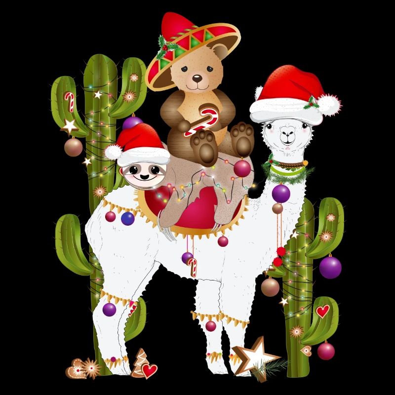 Christmas in Mexico Alpaca, Sloth and Bear