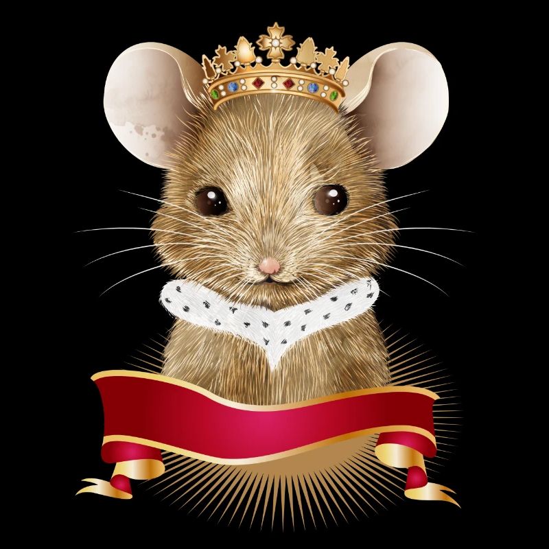 cute mouse with royal crown and ermine collar