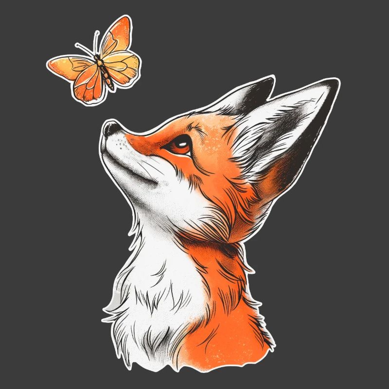 Renard avec papillon