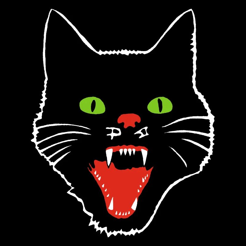 Terrifying cat with green eyes