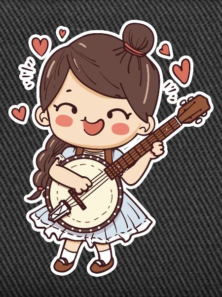 Banjo player comic style