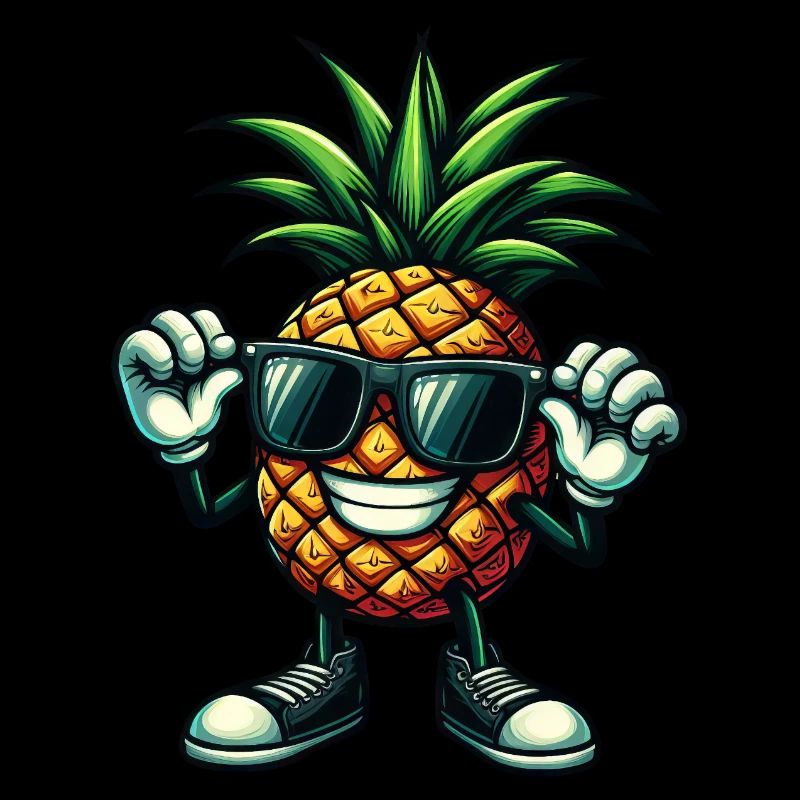 Cool Pineapple with Sunglasses Comic Fruit