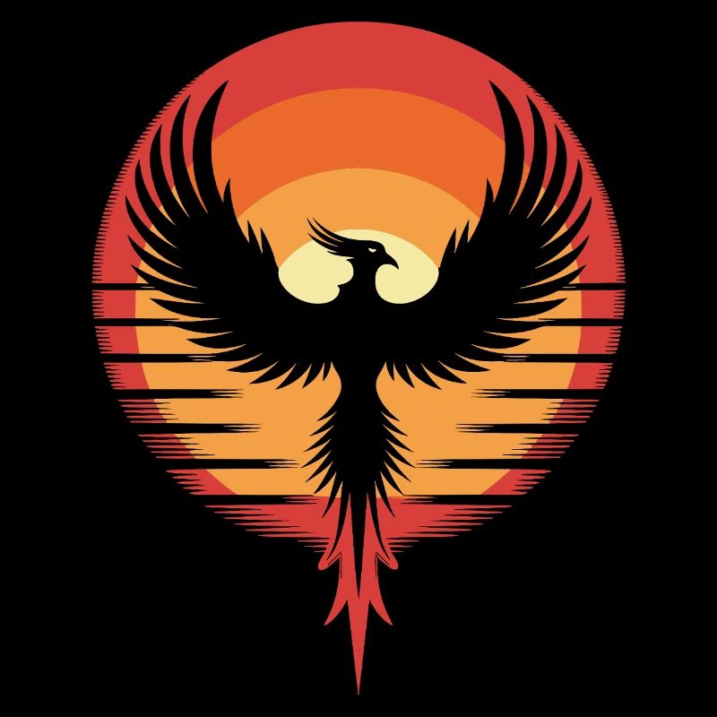Phoenix rétro dans le style du coucher de soleil