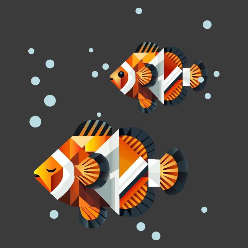 Two Clownfish – Geometric Ocean Illustration