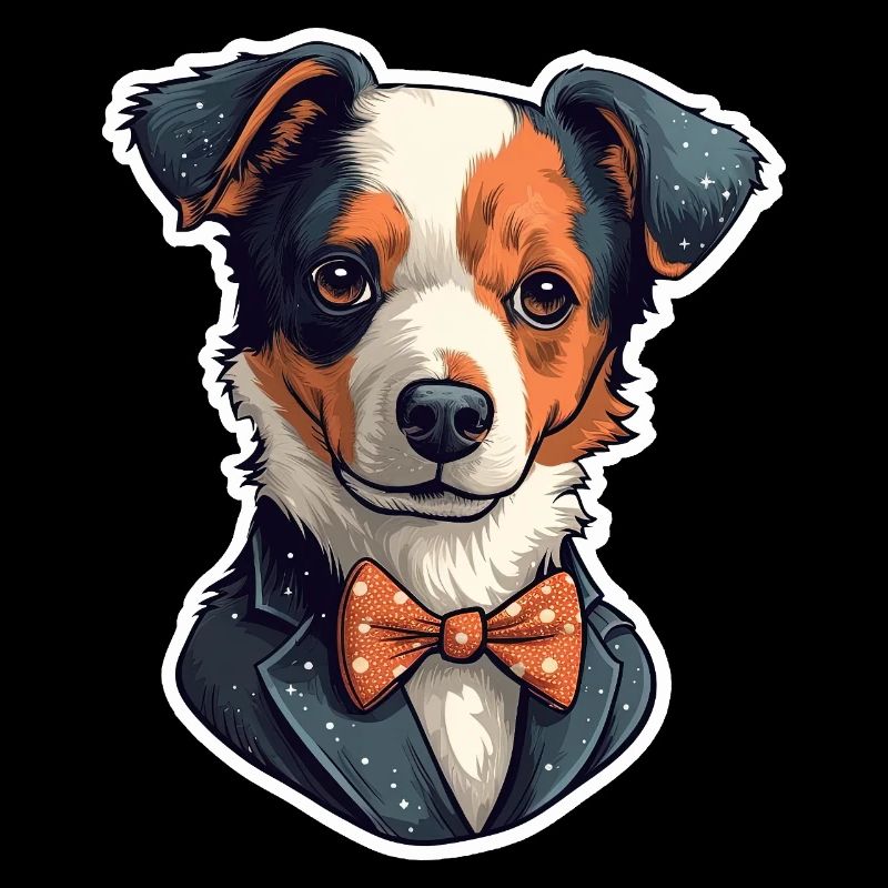 A cute dog wearing a bowtie