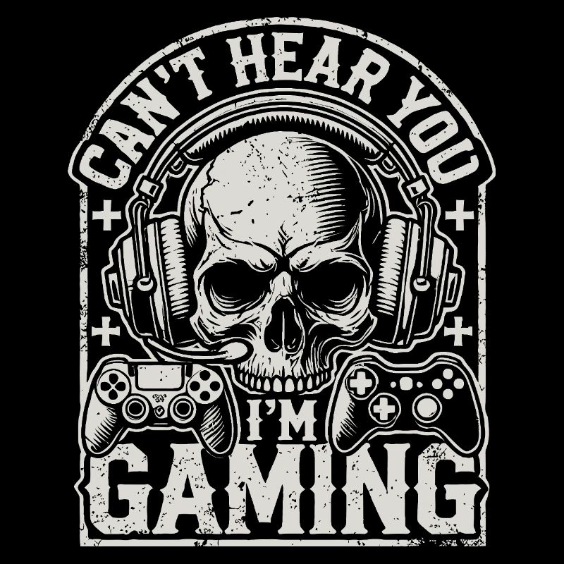 Gaming skull with headset and controllers