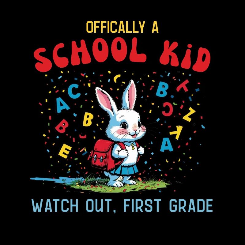 Funny school bunny design for first grader