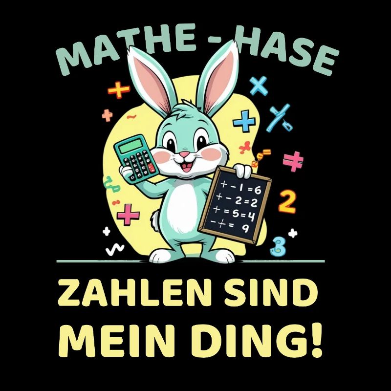 Lapin de mathématiques avec calculatrice et tableau noir