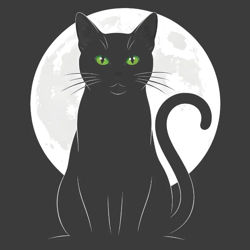 Black cat under the full moon