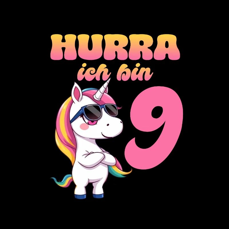 9. Geburtstag - Hurra ich bin 9 - Einhorn
