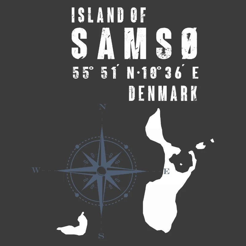 Samsø Samsoe Island Outline Compass