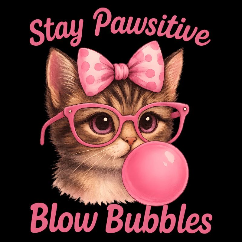 Chat mignon - Stay Pawsitive Blow Bubbles
