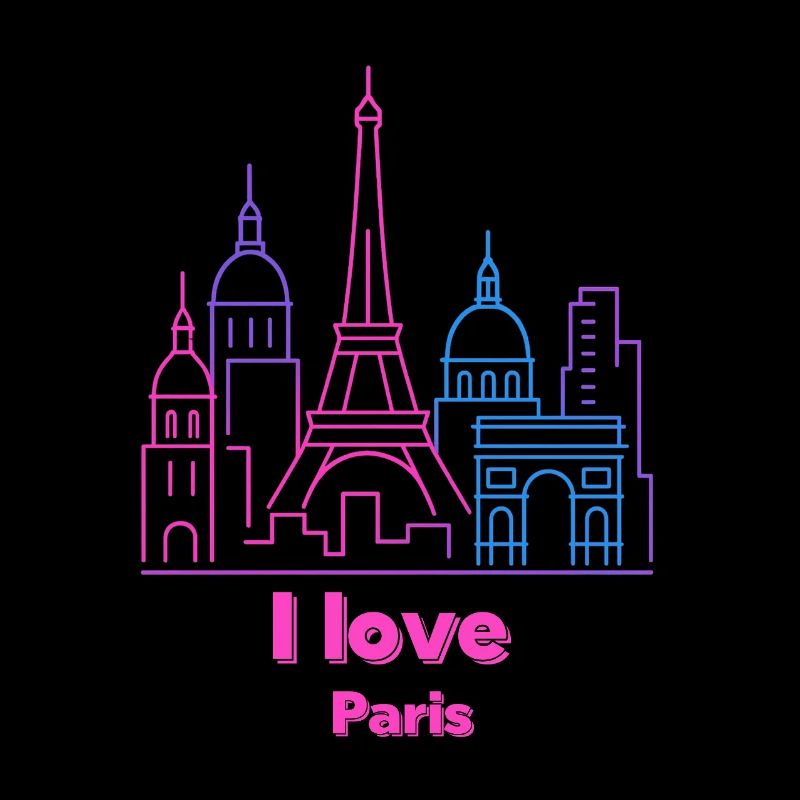 Paris Neon Skyline Silhouette Capitale