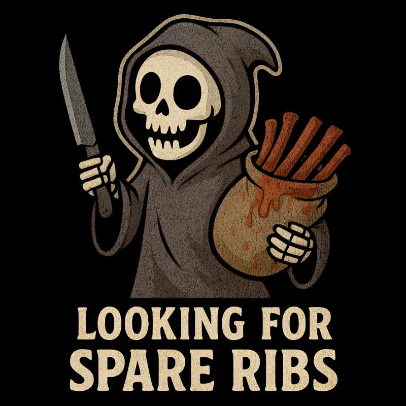 Halloween Skeleton looking for Spare Ribs Shirt Fun