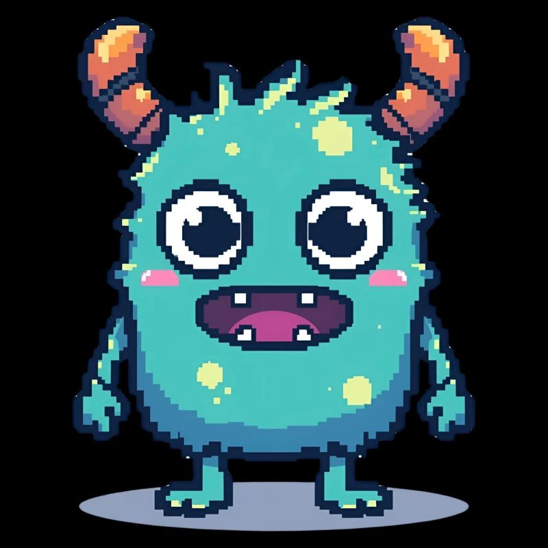 8-Bit Süßes Pixel Monster Retro 90er Style