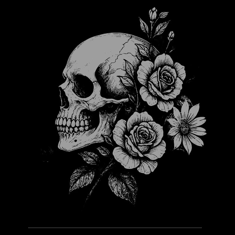 Gothic Blumenschädel mit Rosen