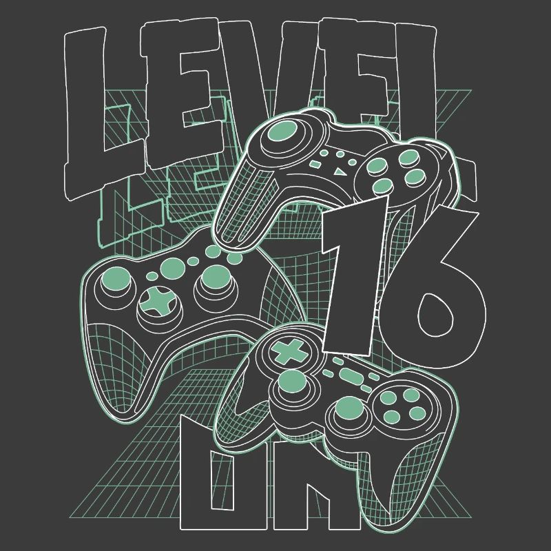 Level Up Retro Controller Graphic 16th Birthday