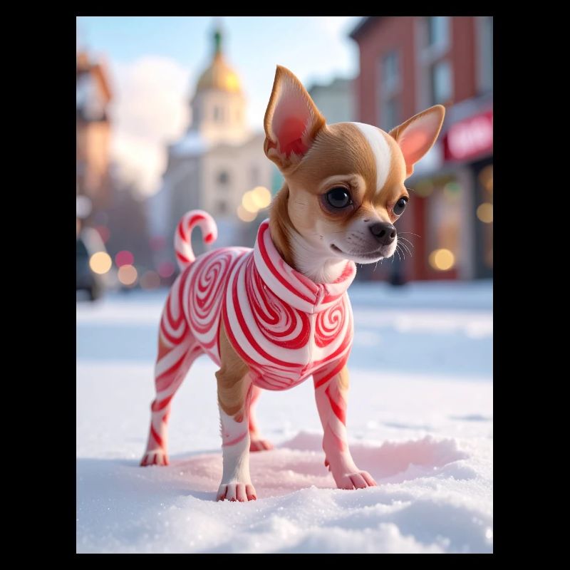 Chihuahua en pull tourbillon rouge