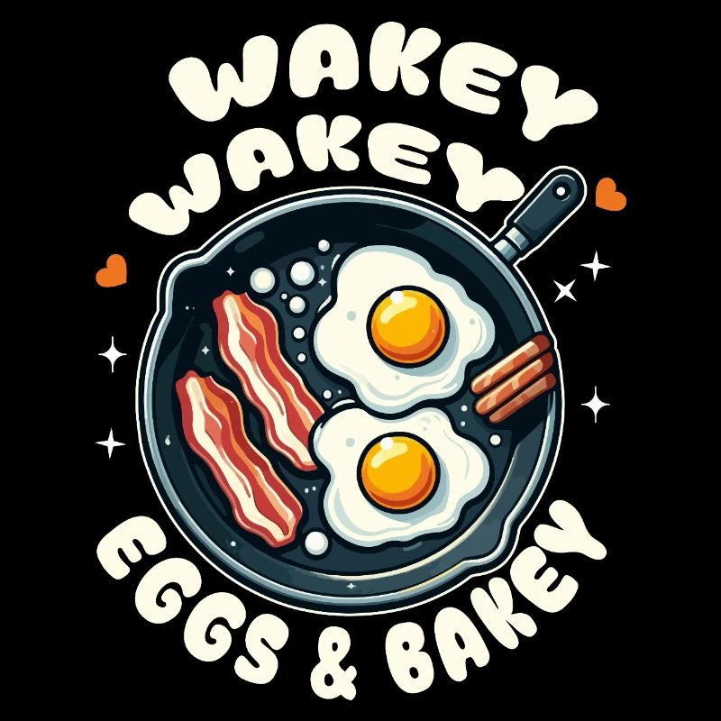 Egg and bacon alarm clock in the pan