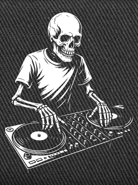 Skeleton DJ on Turntables