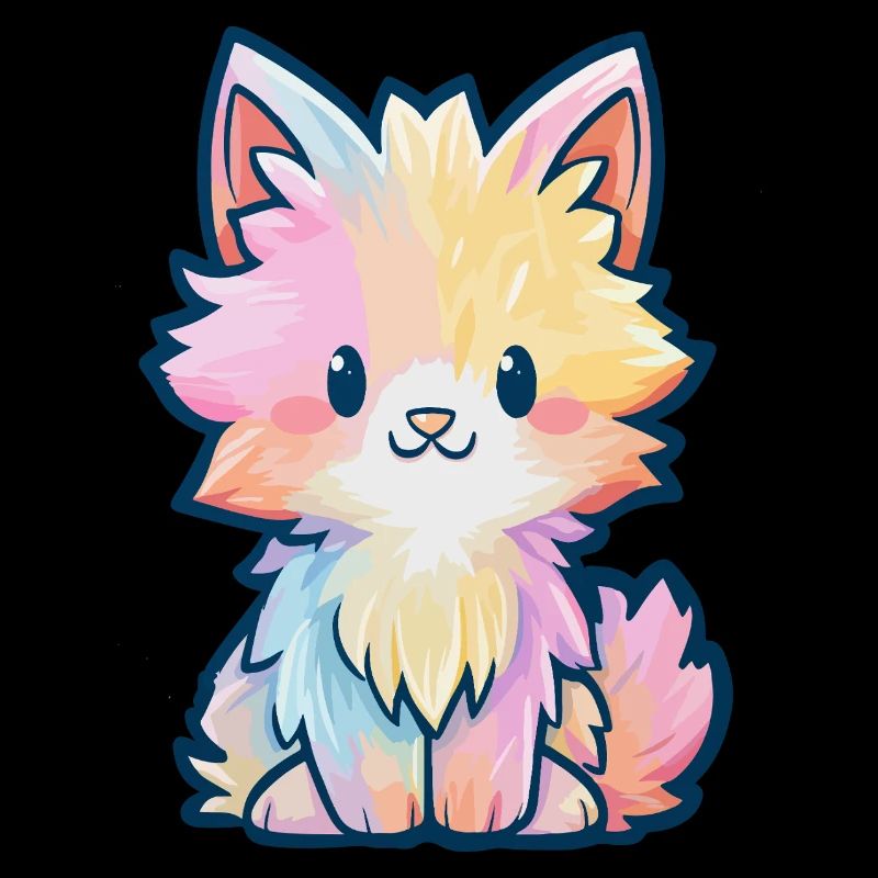 Pastel Rainbow Fluff Kitten