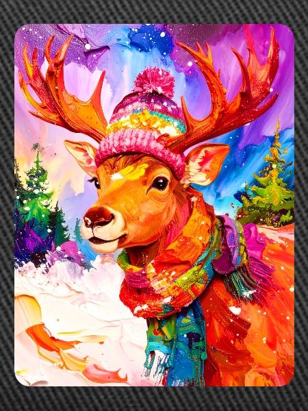 Reindeer with bobble hat
