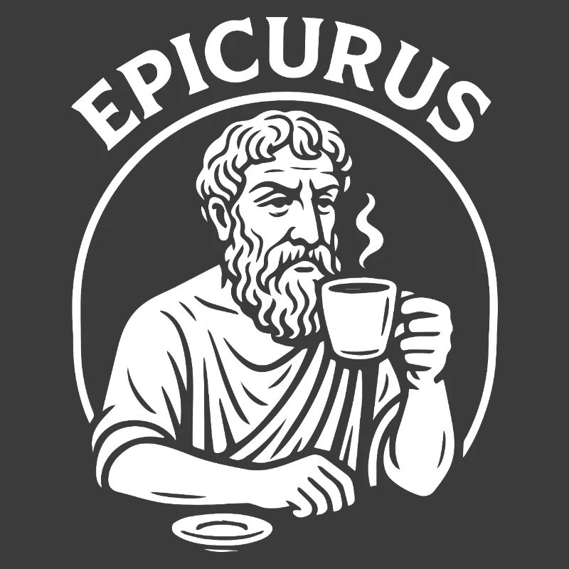 Epicurus Coffee Cup Philosophy Tee