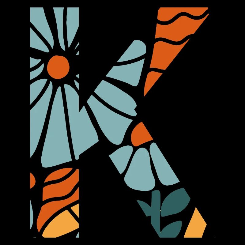 Buchstabe k groovige Blumen Geschenkidee