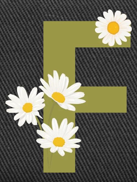 Buchstabe f Grüne Gänseblümchen
