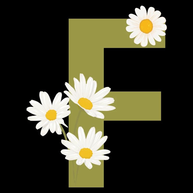 Buchstabe f Grüne Gänseblümchen