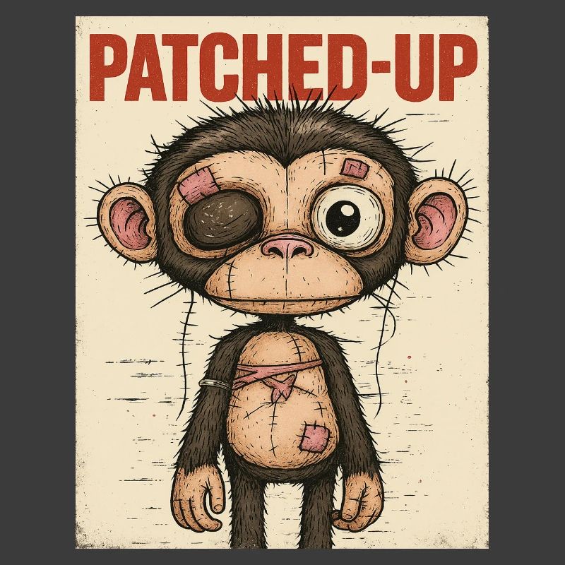 Patchwork Affe: Gepatcht und Tapfer