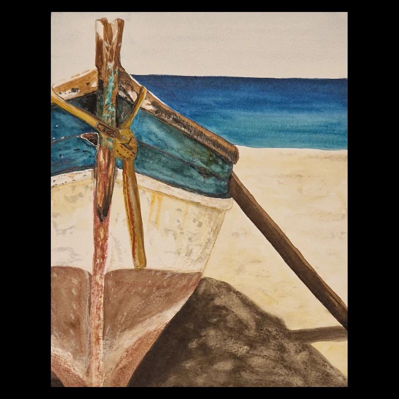 Aquarell Boot am Strand