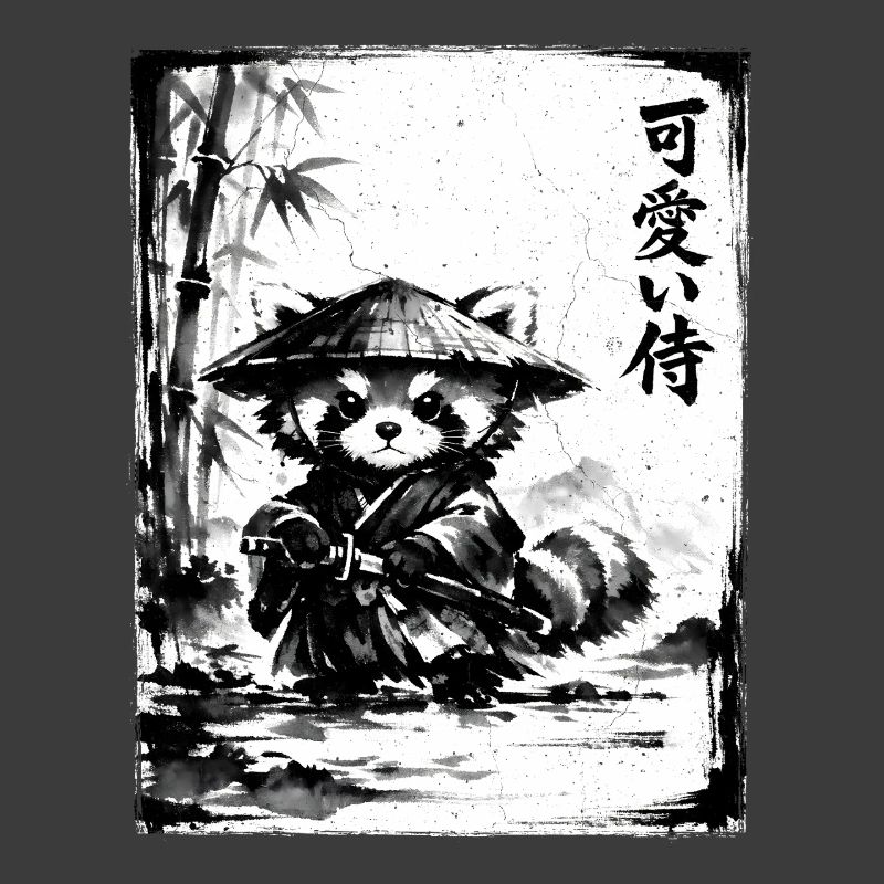 Samurai Red Panda Sumi-e Ink Drawing