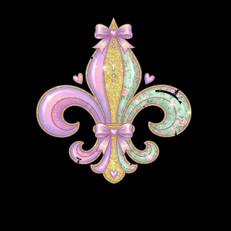 Pastel Glitter Fleurdelis