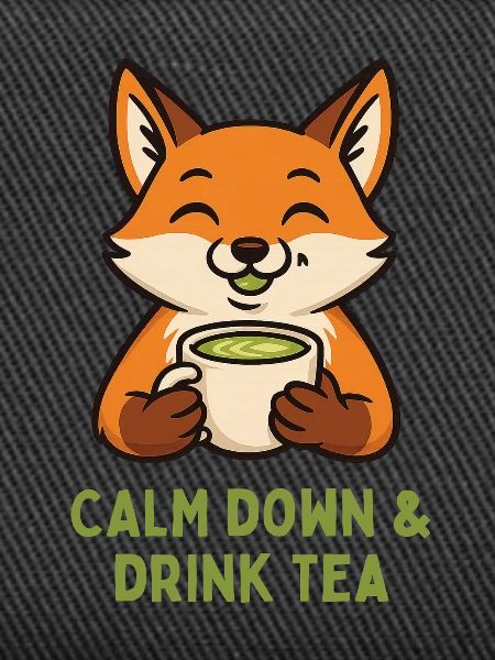 Fuchs entspannt Tee trinken