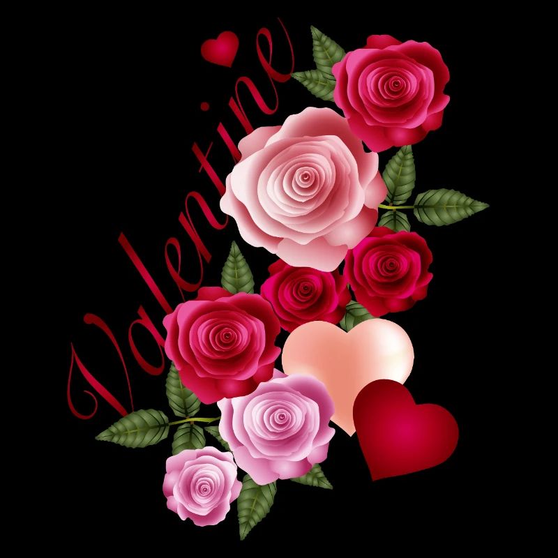 Rosengirlande mit Herzen im romantischer Stil