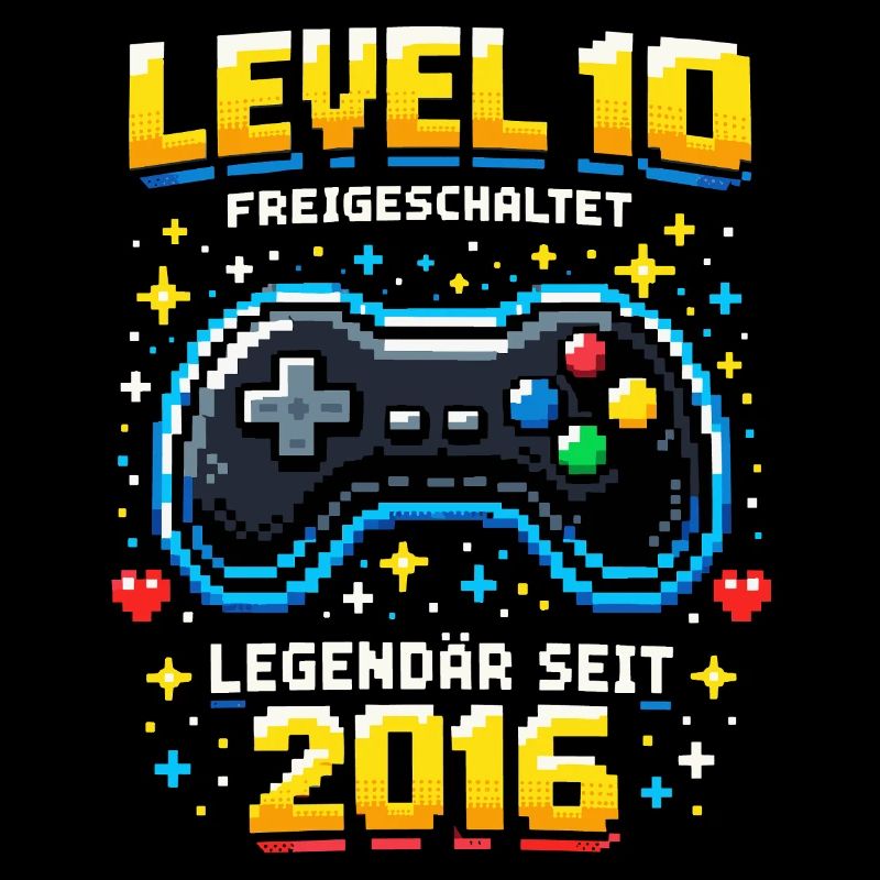 10. Geburtstag 2016 Level 10 Junge Gamer Lustig