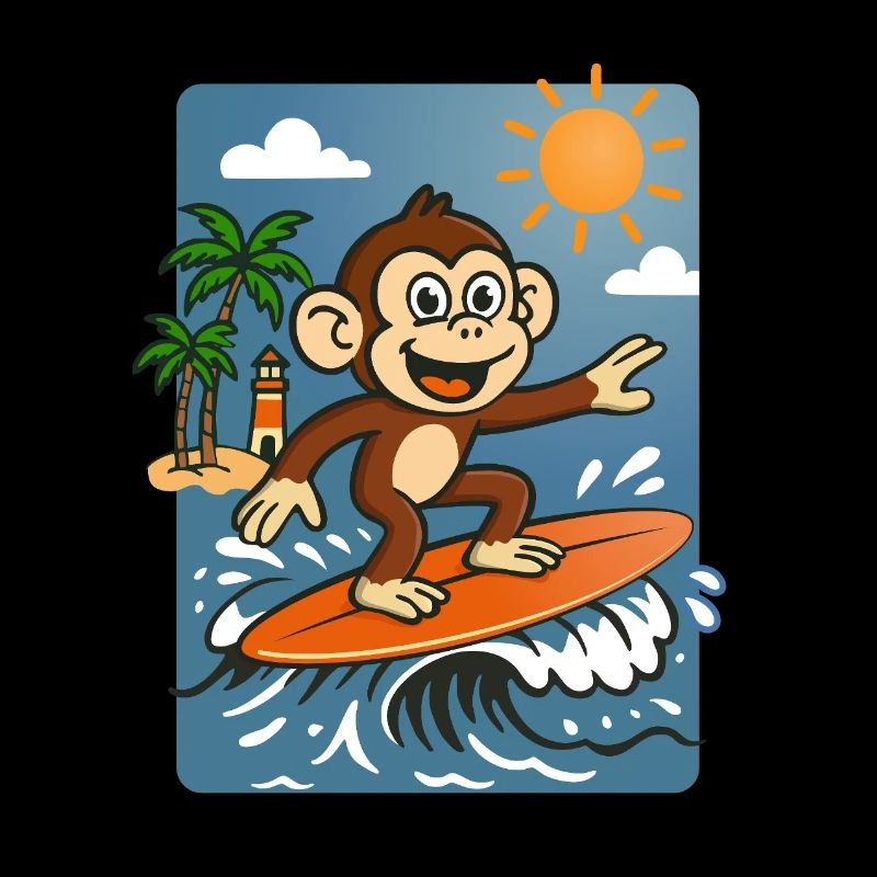 Surfing Monkey Cartoon – Sommer-Tropendesign
