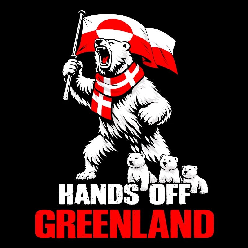 Eisbär und Grönlandflagge