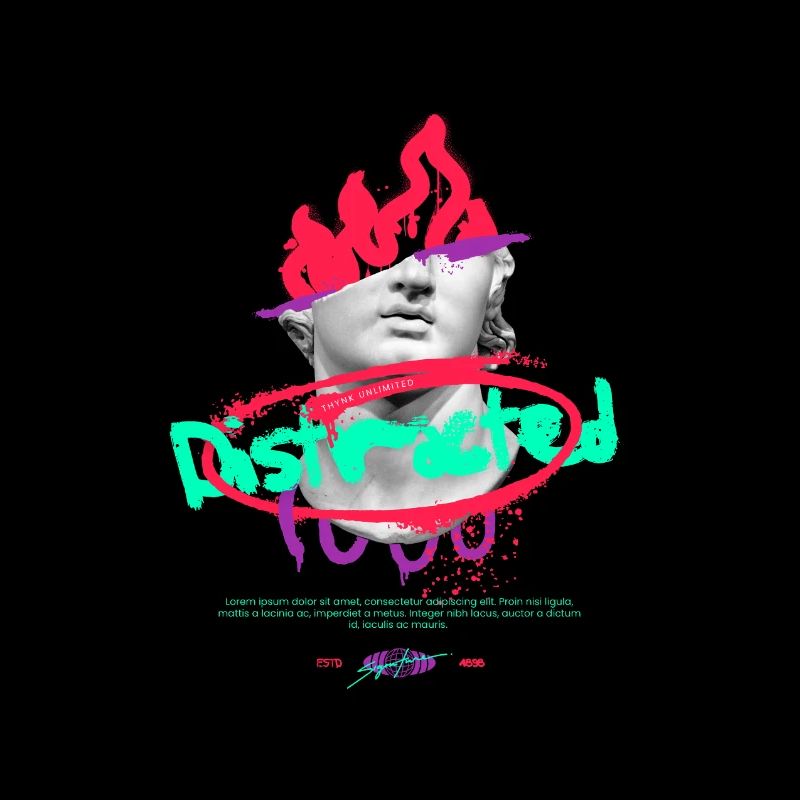 Neon Graffiti Bust Collage